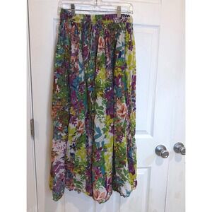 Boca‎ Bay Floral Print Maxi Skirt Elastic Waist Lightweight Colorful L